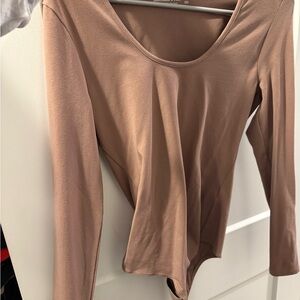 Abercrombie & Fitch Taupe Long Sleeve Bodysuit